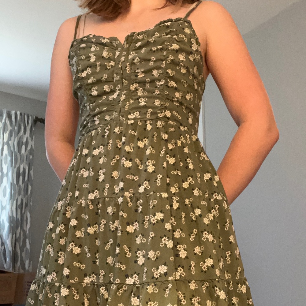 Green dress.